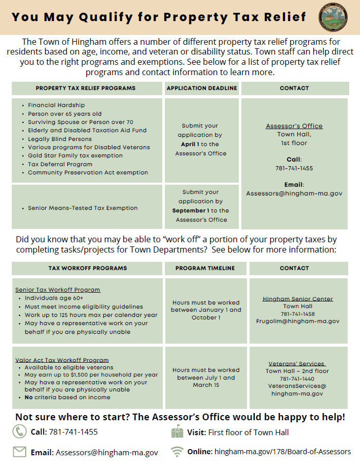 Hingham General Tax Relief Flyer