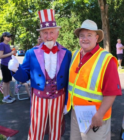 Uncle Sam with Parade Director Jim Murphy