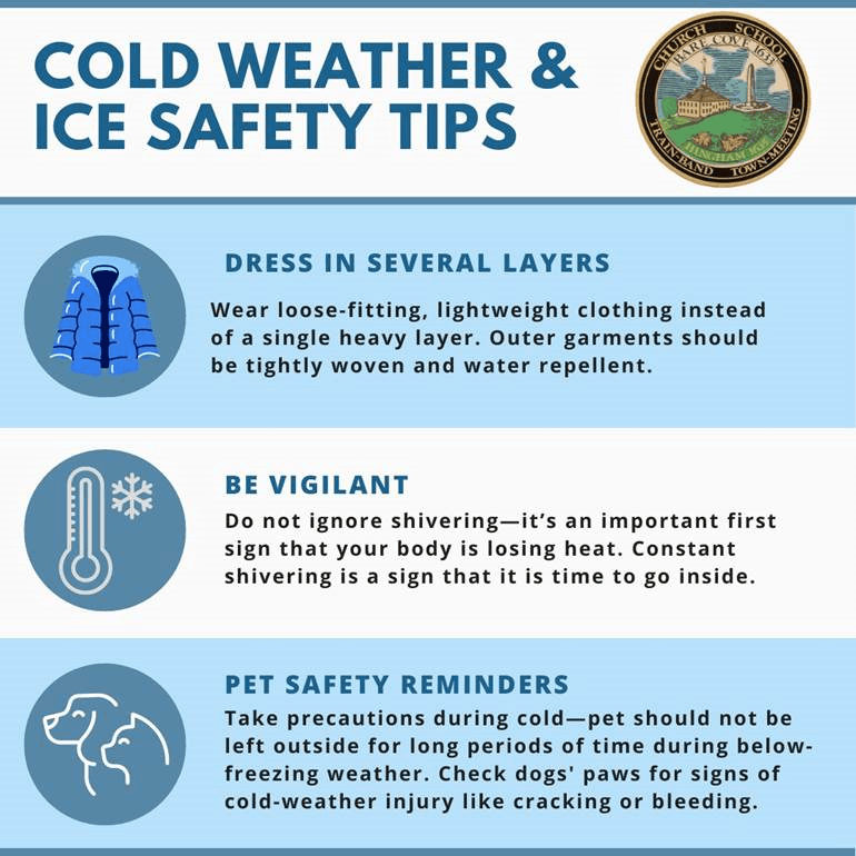 Cold Weather and Ice Safety Tips graphic