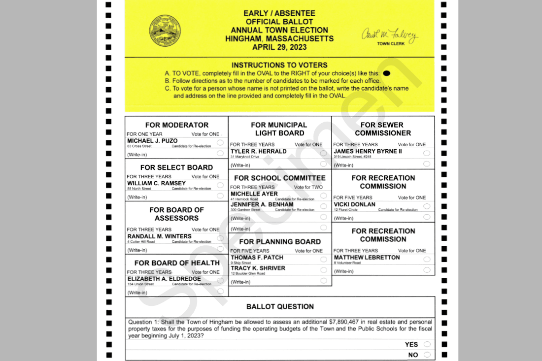 2023 Town Election Ballot