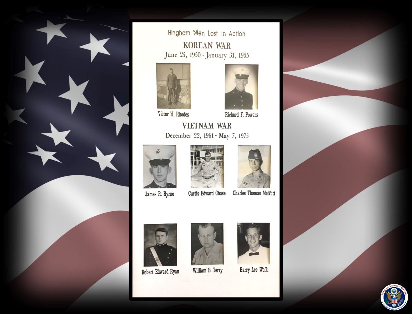 Photo Composite of Hingham Men Lost in Action in the Korean and Vietnam wars