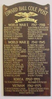 Plaque Listing Hingham Residents Killed in Action from World War I to the Vietnam War