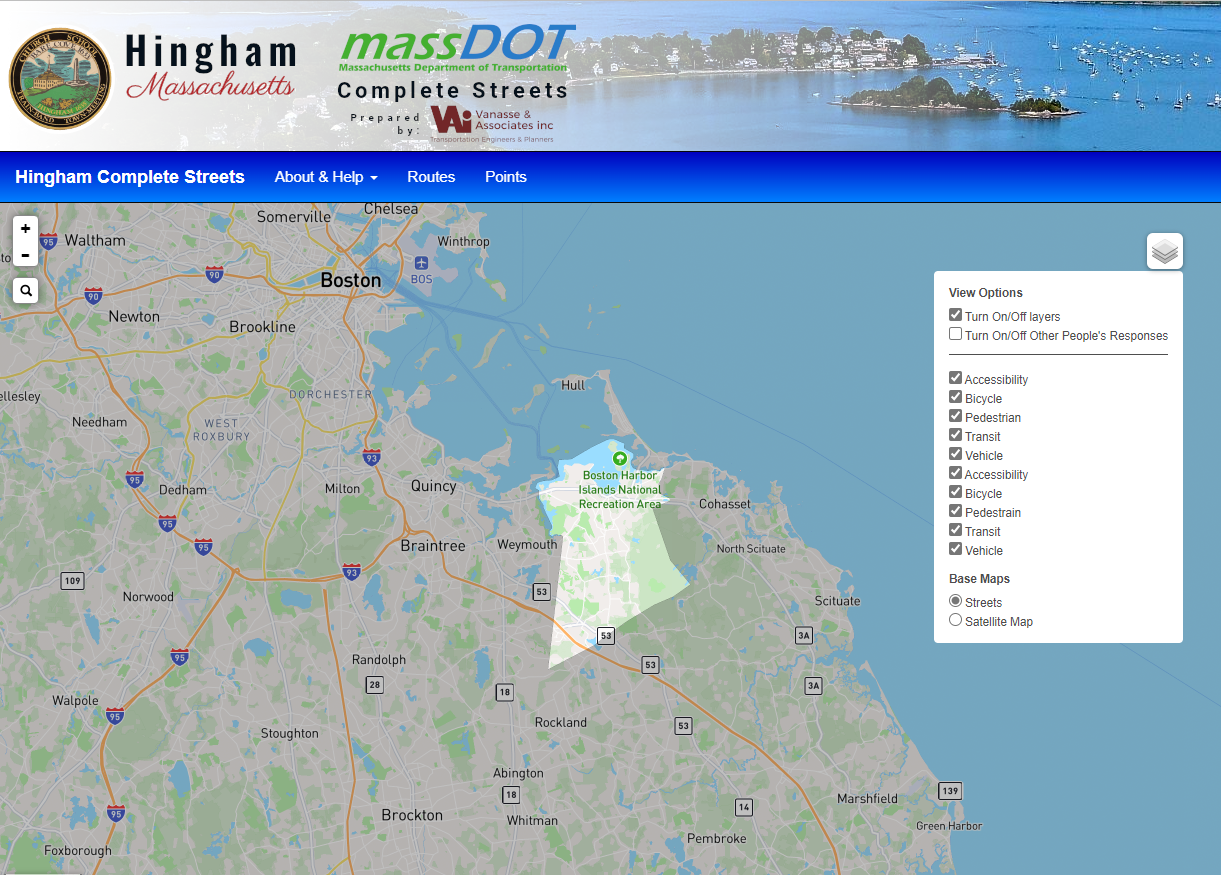 Map of eastern mass with hingham highlighted