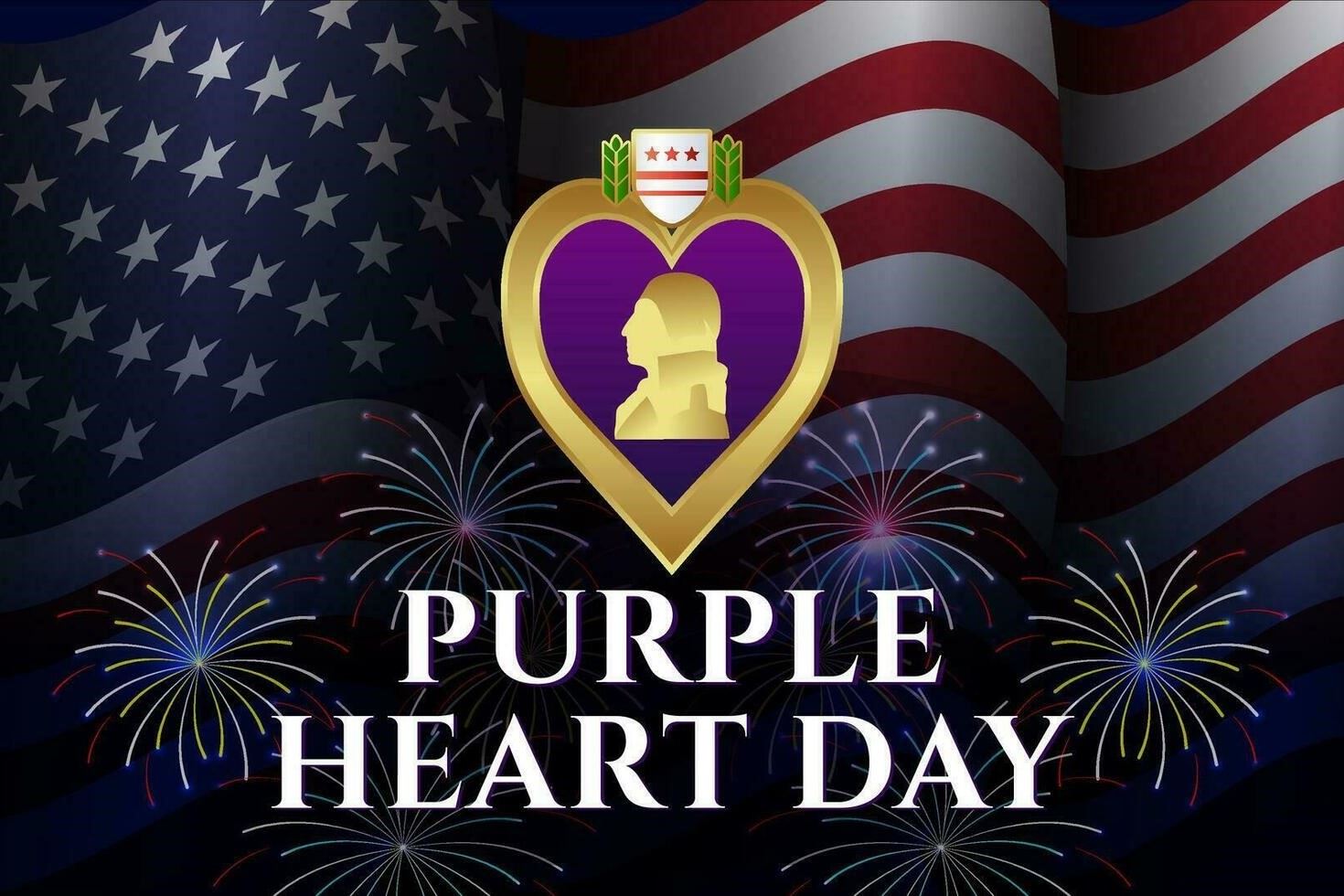 Purple Heart with flag