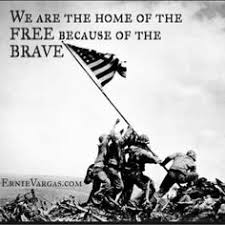 Marines raising US Flag on Iwo Jima - Home of the free because of the brave