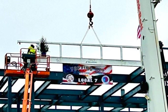 Final Beam Placement in structural steel building